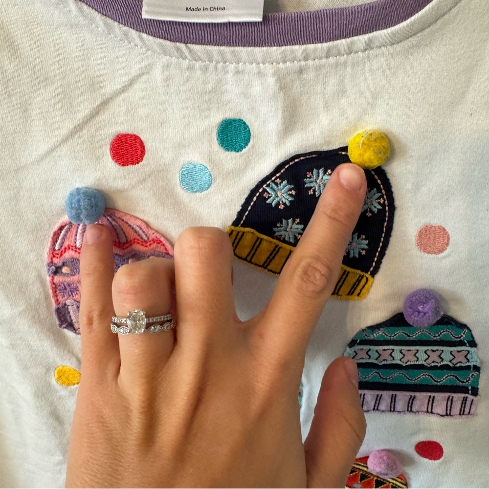 Hanna Andersson Kids White Winter Beanie Graphic Long Sleeve Tee Size 140 - Picture 6 of 6